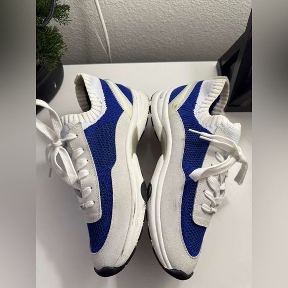 CHANEL Women's Blue and Cream Sneakers - Picture 2 of 9